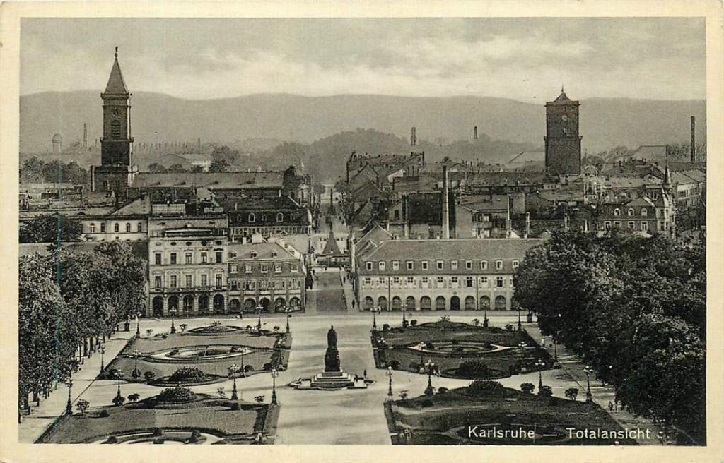381-221-029 Karlsruhe Totalansicht, Verzenden, Voor 1920, Duitsland