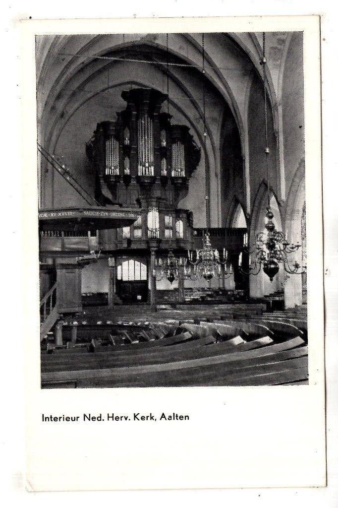 Aalten Ned Herv. kerk Interieur, Verzenden, 1920 tot 1940, Ongelopen