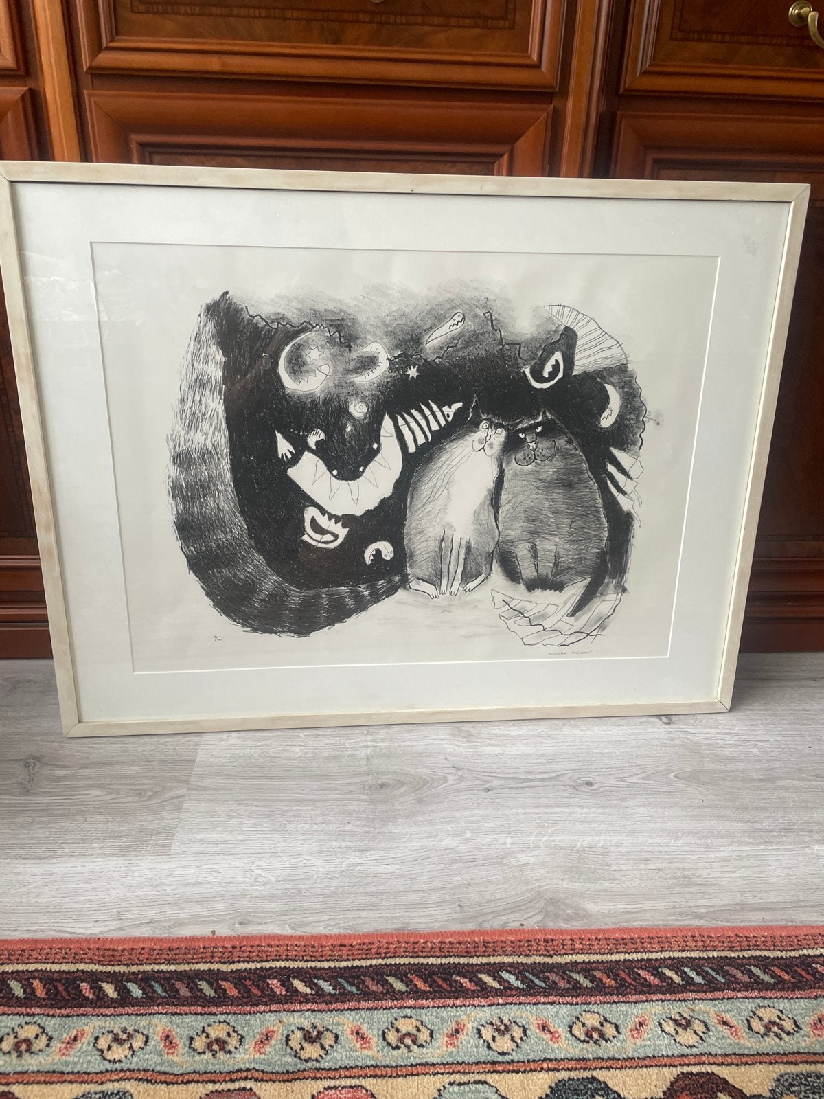 Marichka Teru Oort - Katten (1/10) - Ingelijst, Ophalen of Verzenden, Print, Prent, Genummerd