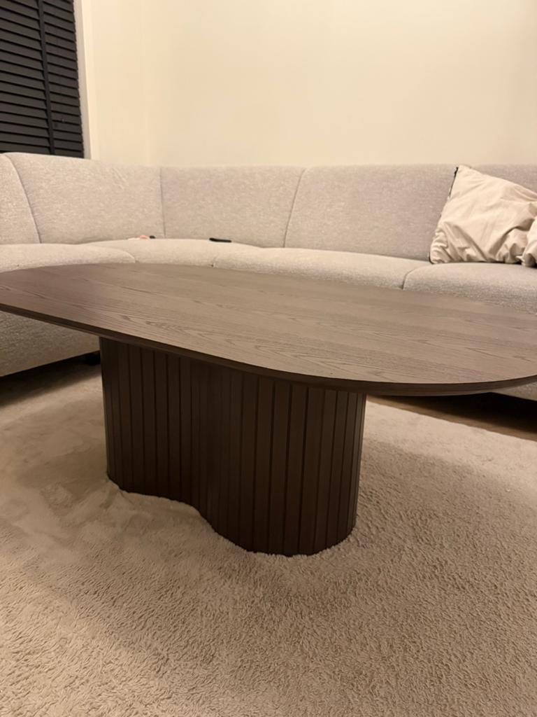Salontafel Bruin Fineer Ovaal, Huis en Inrichting, Tafels | Salontafels, Japandi, 100 tot 150 cm, Nieuw, Minder dan 50 cm