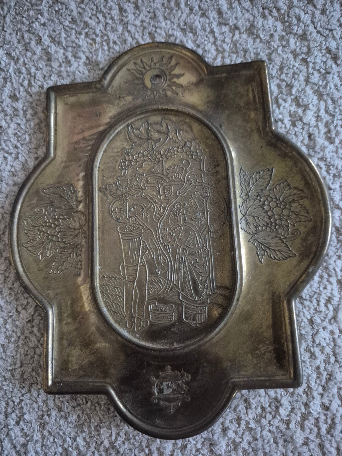 Prachtig Antiek/Vintage Messing Wandbord met Ophangoog, Verzamelen, Ophalen of Verzenden, Gebruikt