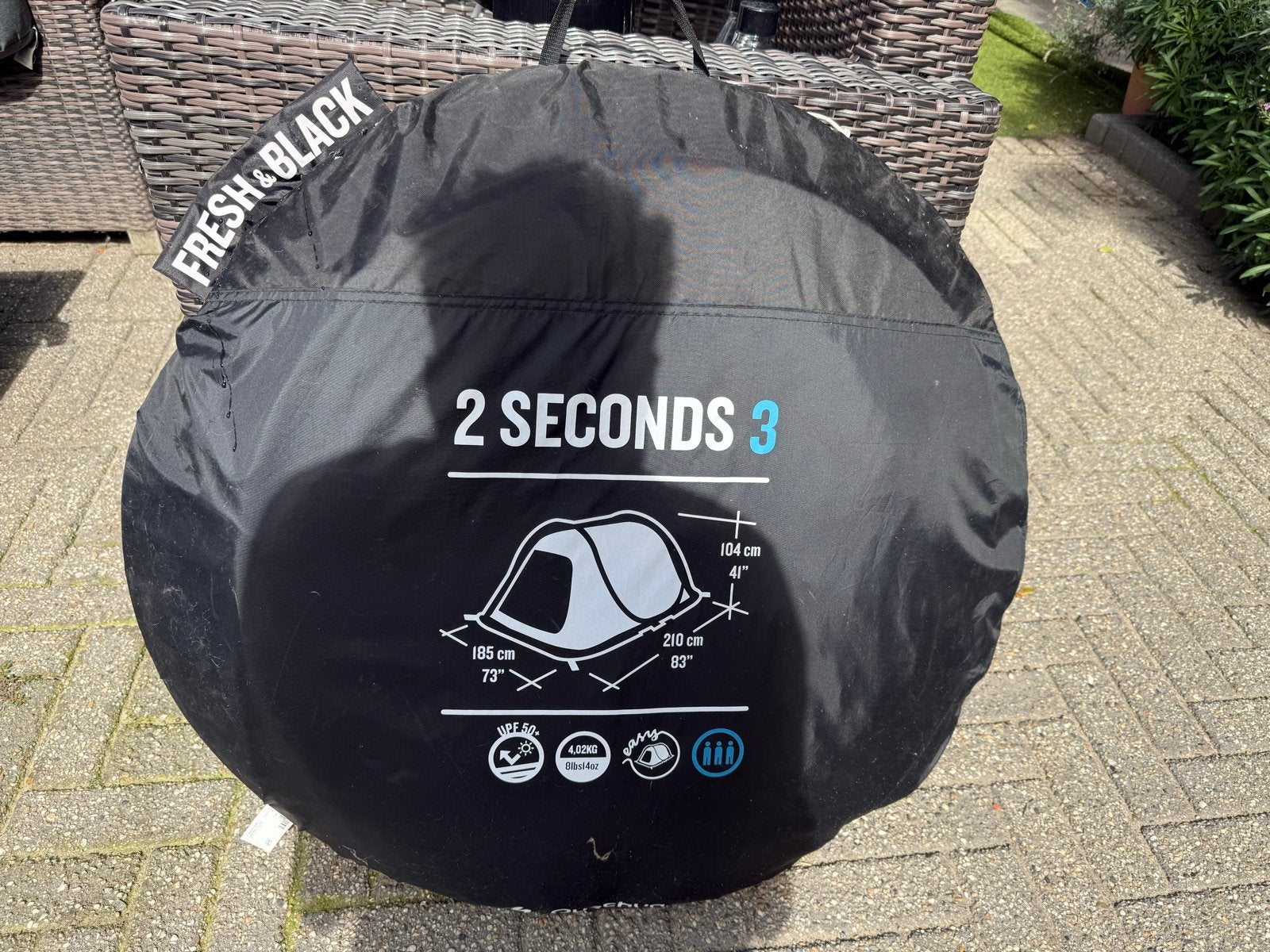 Quechua Pop-Up tent 2 Seconds 3 Fresh & Black, Ophalen, Zo goed als nieuw, Tot en met 3