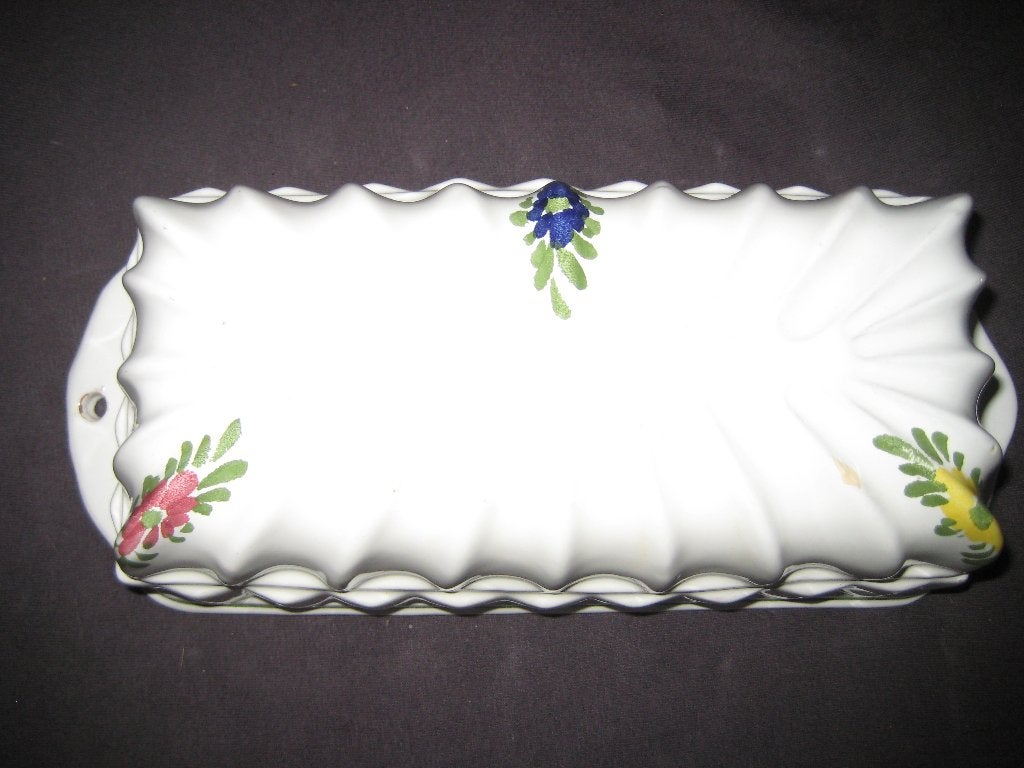 Grote bakvorm/puddingvorm, rechthoek met bloemen, Ophalen of Verzenden, Zo goed als nieuw, Steen/keramiek