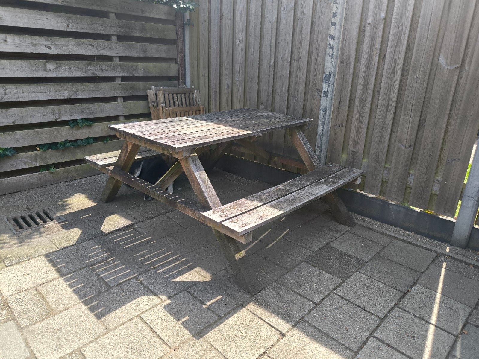 Picknicktafel, Ophalen, Gebruikt, Vierkant, Hout