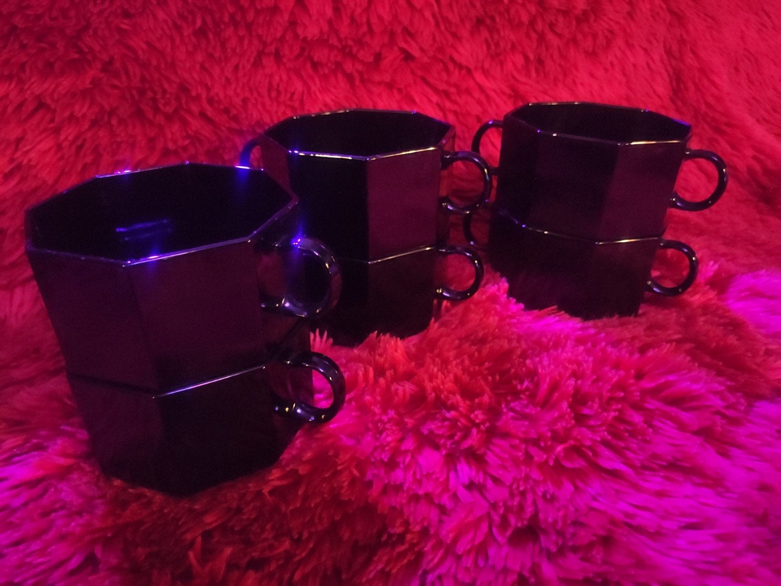6x vintage Arcopal France zwarte Octime koppen / kommen, Ophalen of Verzenden, Kom(men), Overige stijlen, Glas