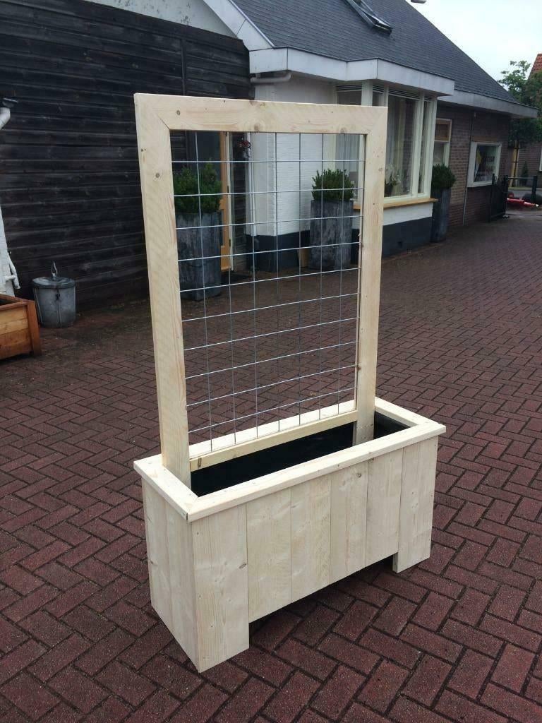 Steigerhouten Trellis bloembakken | Trellis bloembak Aktie, Tuin en Terras, 100 cm of meer, Verzenden, Rond, Nieuw