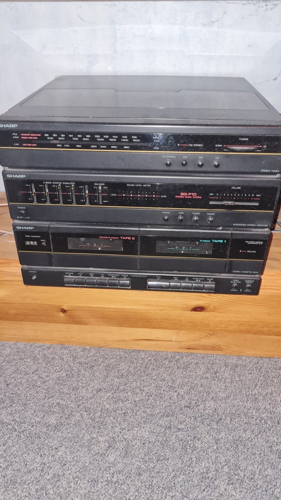 Sharp SG-F10H Stereo Set met Cassettedeck en Tuner, Audio, Tv en Foto, Gebruikt, Losse componenten, Sharp, Ophalen