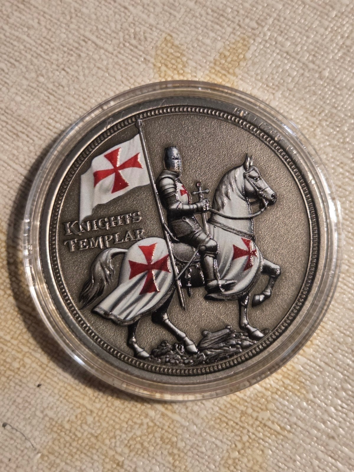 Knights Templar munt - Zilverkleurig herdenkingsmunt, Ophalen of Verzenden, Overige landen, Losse munt