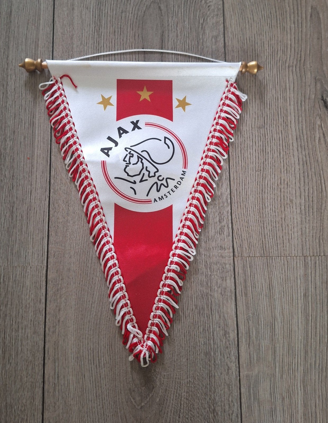 Ajax Amsterdam vaantje met drie sterren 31 x 27 cm, Ophalen of Verzenden, Zo goed als nieuw, Ajax, Vaantje of Sjaal