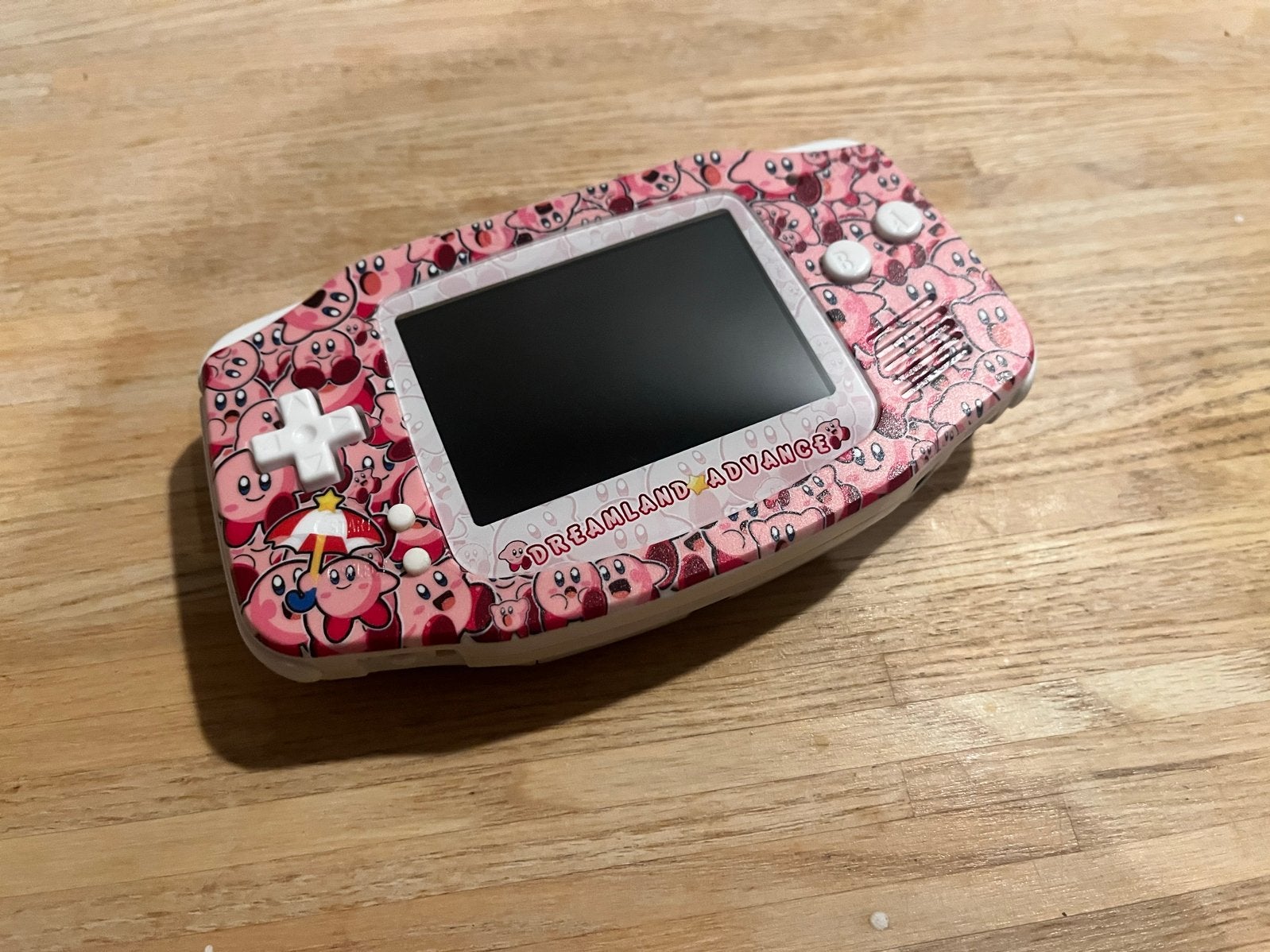 Game Boy Advance - Kirby Dreamland Custom IPS, Ophalen of Verzenden, Zo goed als nieuw, Game Boy Advance