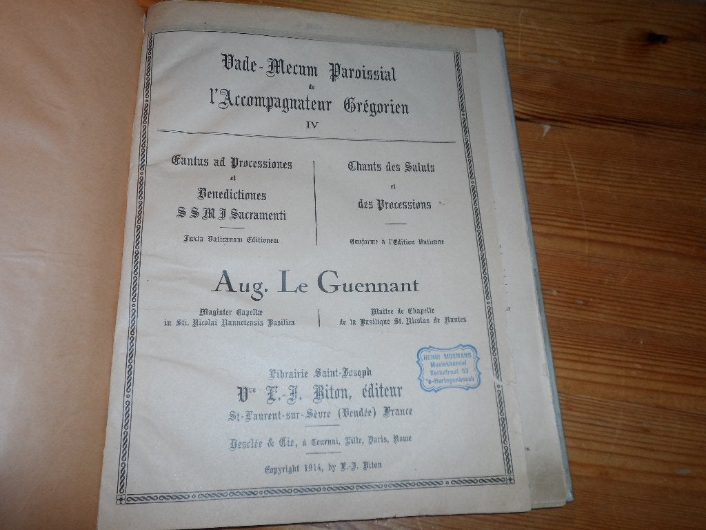 Aug. Le guennant - vade-mecum paroissal, Orgel, Gebruikt, Klassiek, Ophalen of Verzenden