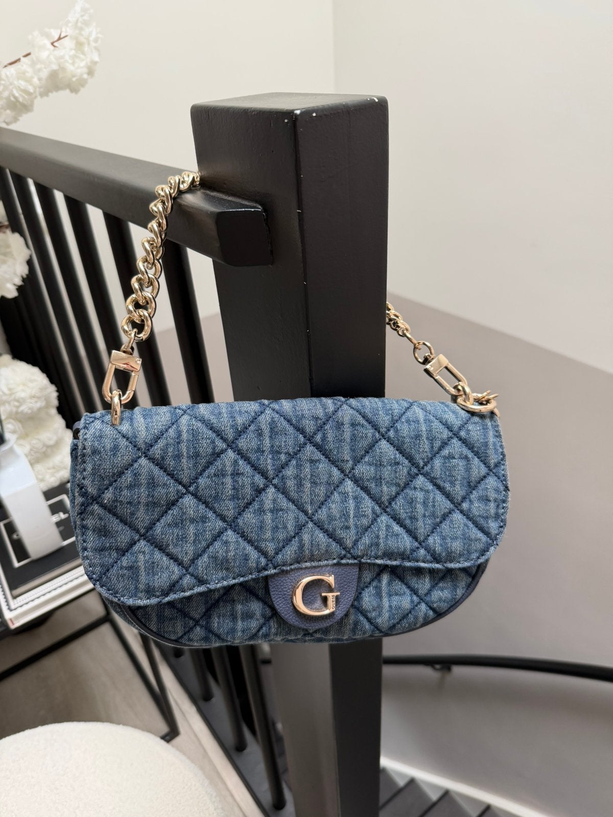 Guess denim tas, Ophalen, Zo goed als nieuw, Zwart, Handtas