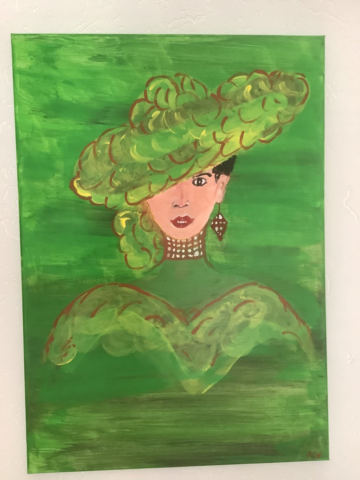 De dame in het groen., Ophalen of Verzenden