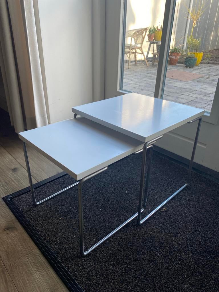 Vintage brabantia bijzettafeltjes, Ophalen, Minder dan 50 cm, Vierkant, Minder dan 50 cm