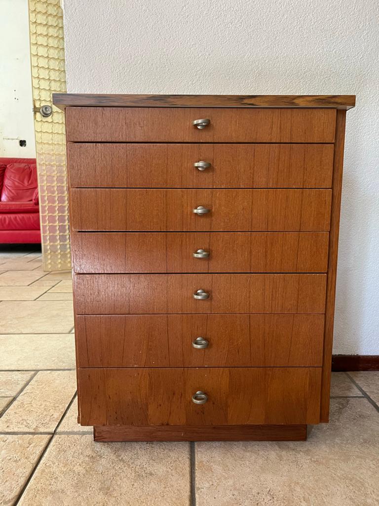 Vintage houten ladekastje met 6 lades, Ophalen