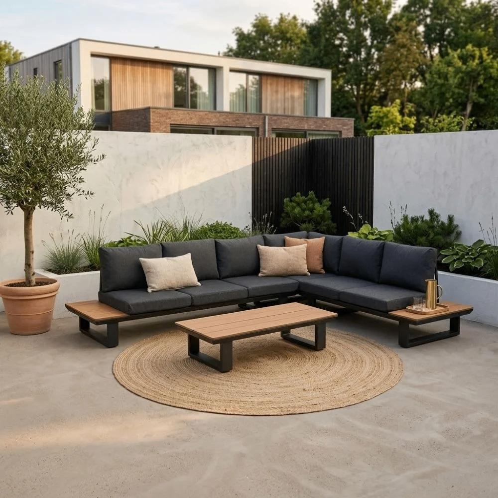 Nevada hoek loungeset | aluminium + polywood | 305x228cm, Ophalen, Aston Martinlaan 36, 6 zitplaatsen, Bank