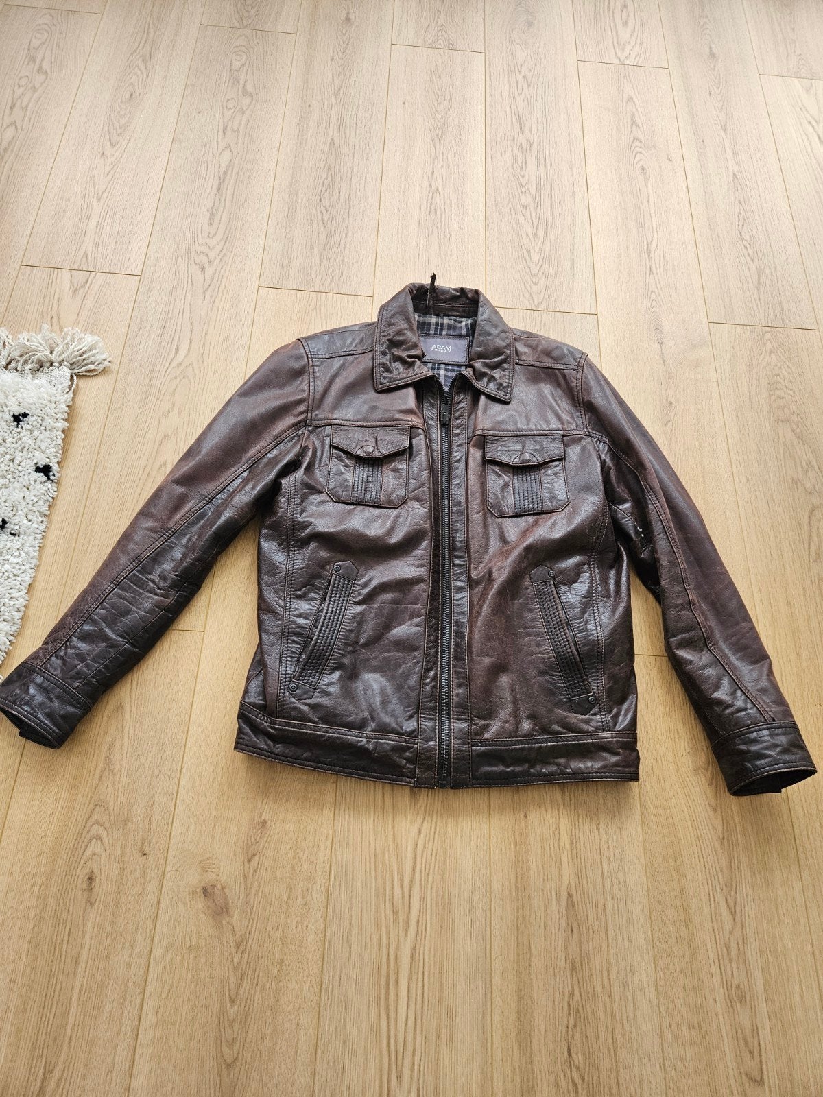 Adam Sky Heren Leren Jas - Bruin, Maat M, Adam Sky, Bruin, Maat 48/50 (M), Ophalen of Verzenden