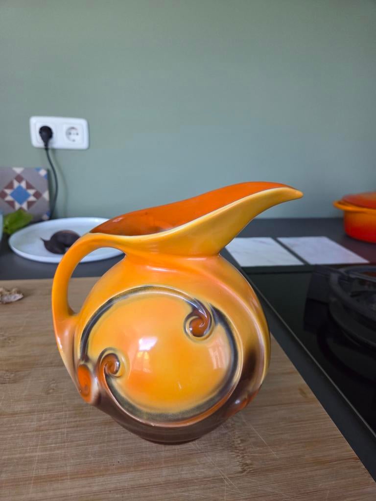 Vintage Snavelkan Maastricht Oranje/Bruin, Antiek en Kunst, Antiek | Keramiek en Aardewerk, Ophalen of Verzenden
