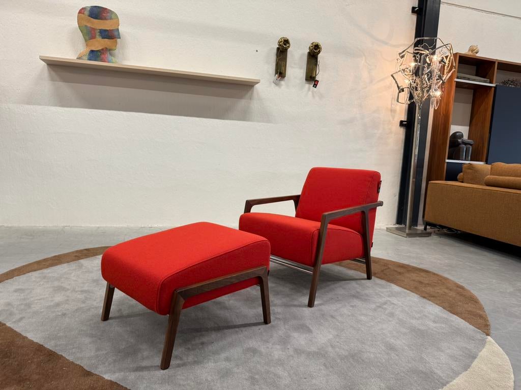 Nieuw Harvink Splinter Fauteuil met Hocker Hallingdal stof, Harvink, Nieuw, 75 tot 100 cm, Ophalen of Verzenden