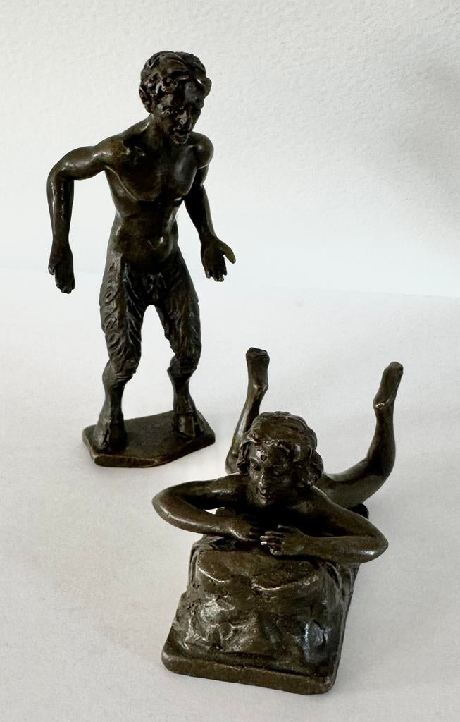 Bronzen duivel met naakte dame erotisch naar Bergmann weens, Ophalen of Verzenden