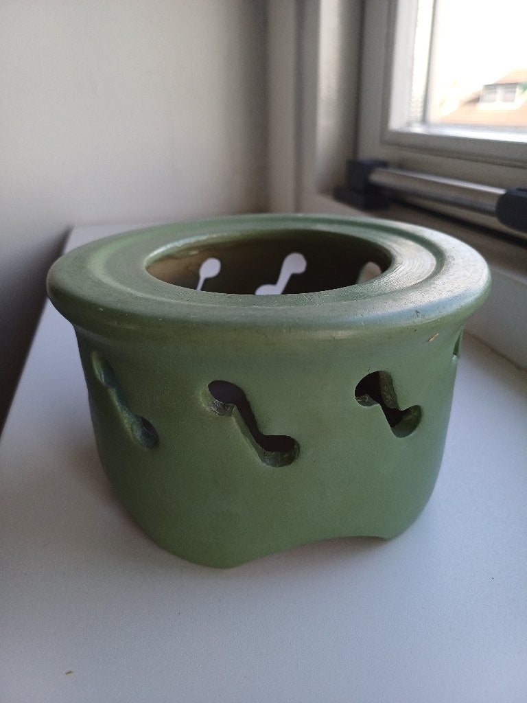 VIntage groene keramische theepot warmer, Ophalen of Verzenden