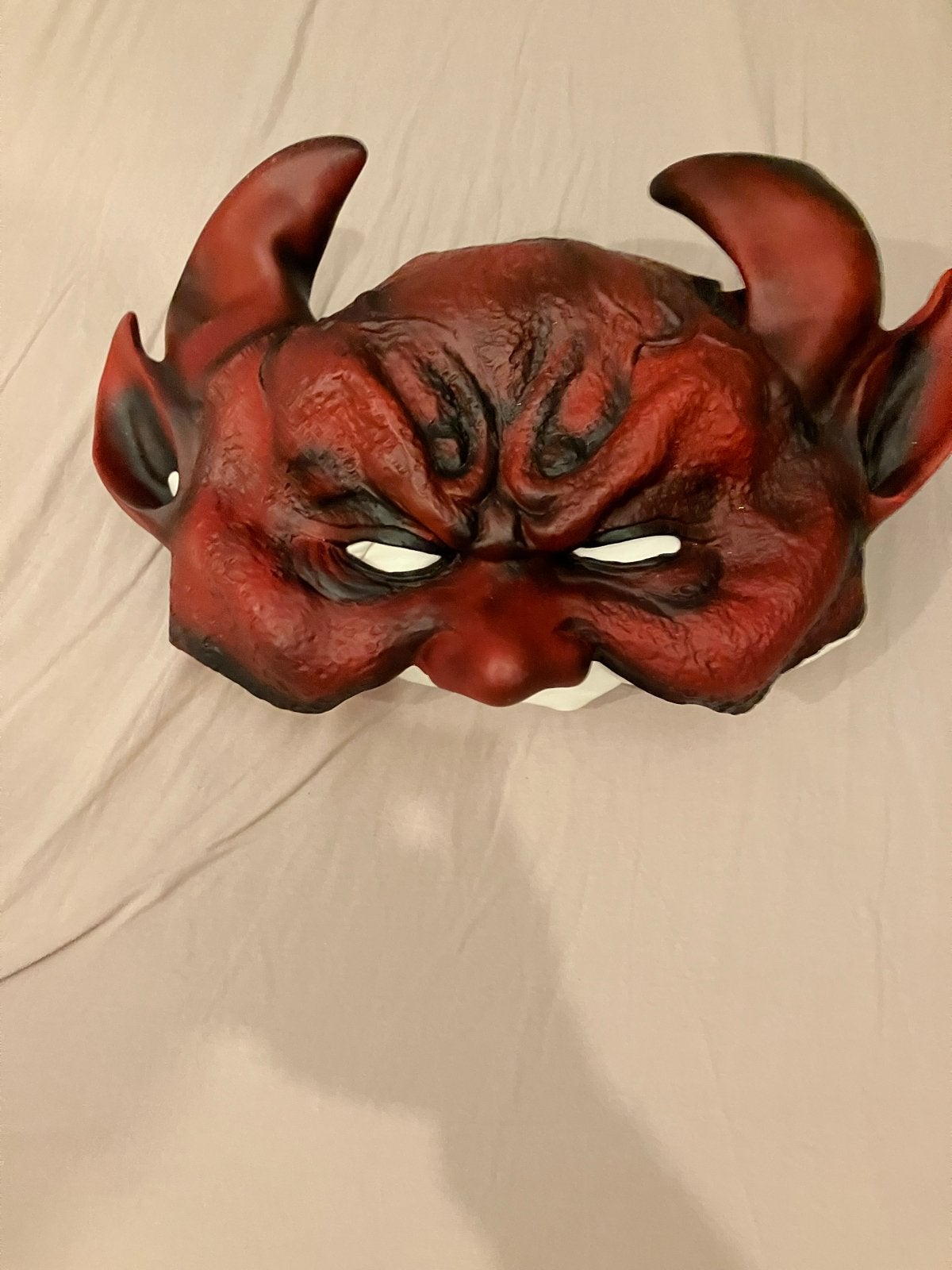 Duivelmasker en bloederig kostuum voor Halloween/Carnaval, Ophalen of Verzenden, Gebruikt, Pak of Jurk