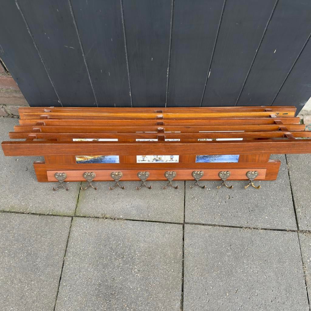 Oud Hollandse kapstok met tegeltjes, Huis en Inrichting, Gebruikt, Minder dan 100 cm, Hout, Ophalen