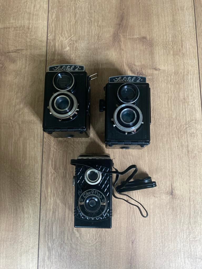 Vintage Lubitel 2 en Gevaert Gevabox camera's, Ophalen of Verzenden, 1940 tot 1960, Fototoestel