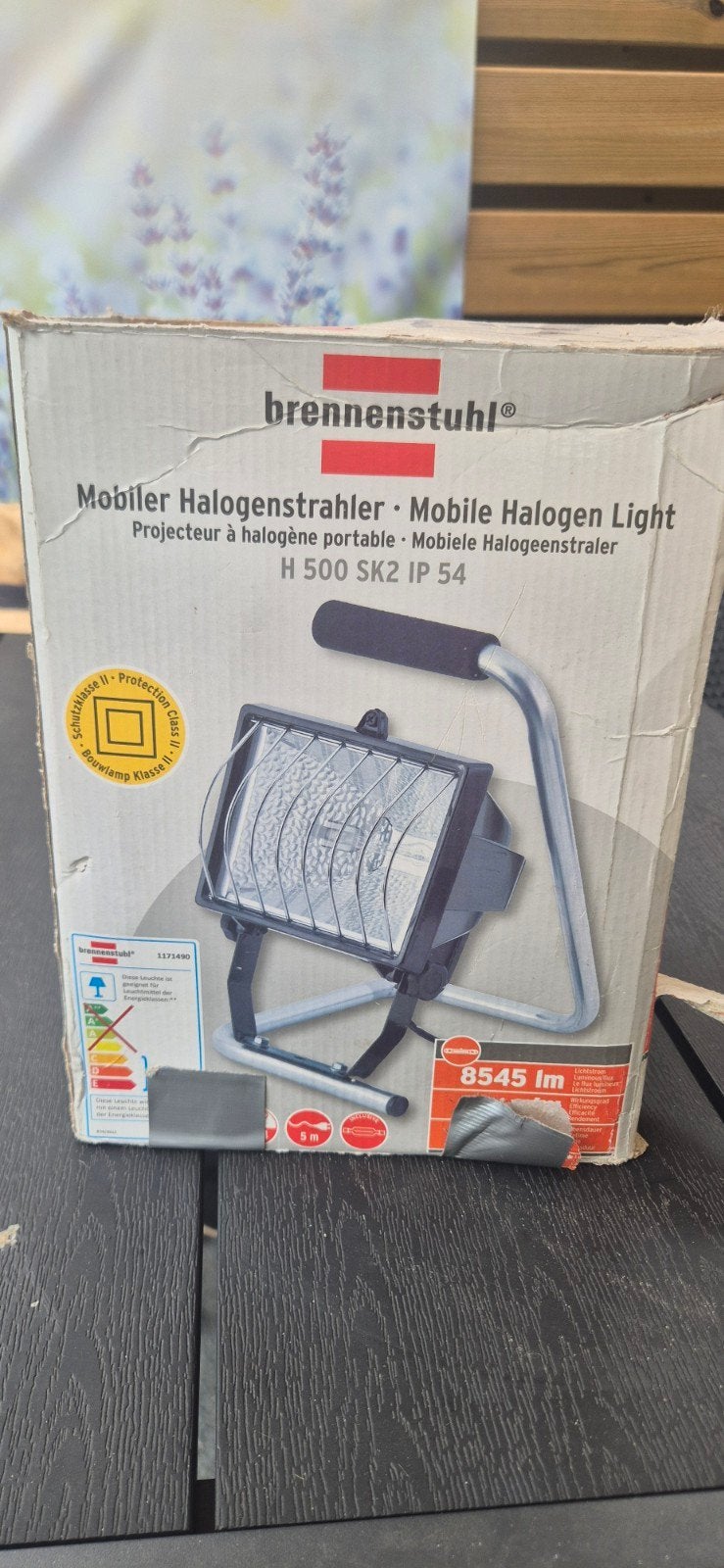 Brennenstuhl Mobiele Halogeen Bouwlamp 500W, Doe-het-zelf en Verbouw, Bouwverlichting, Met statief, Ophalen of Verzenden, Zo goed als nieuw