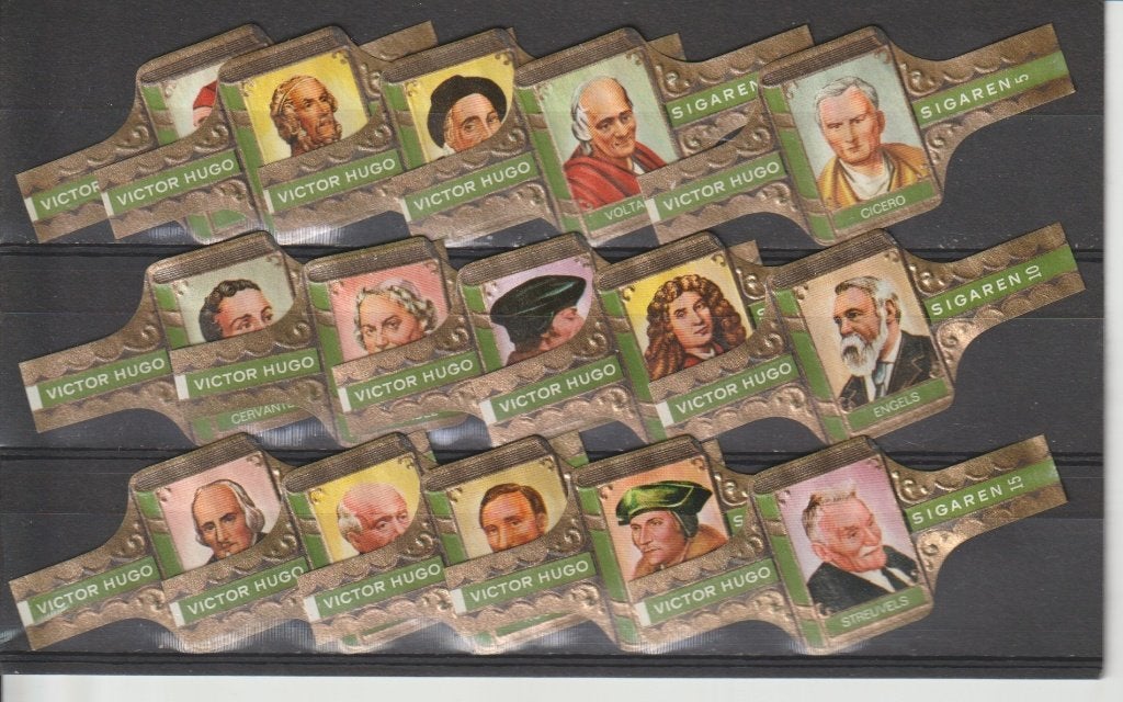 reeks   49   schrijvers  1-15   sigarenbanden, Ophalen of Verzenden, Zo goed als nieuw, Sigarenbandjes