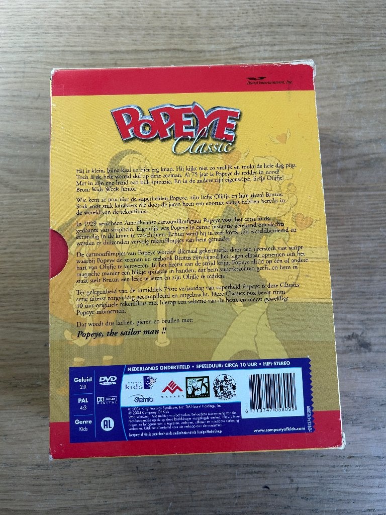 DVD Popeye Classics, Alle leeftijden, Ophalen of Verzenden, Zo goed als nieuw, Amerikaans