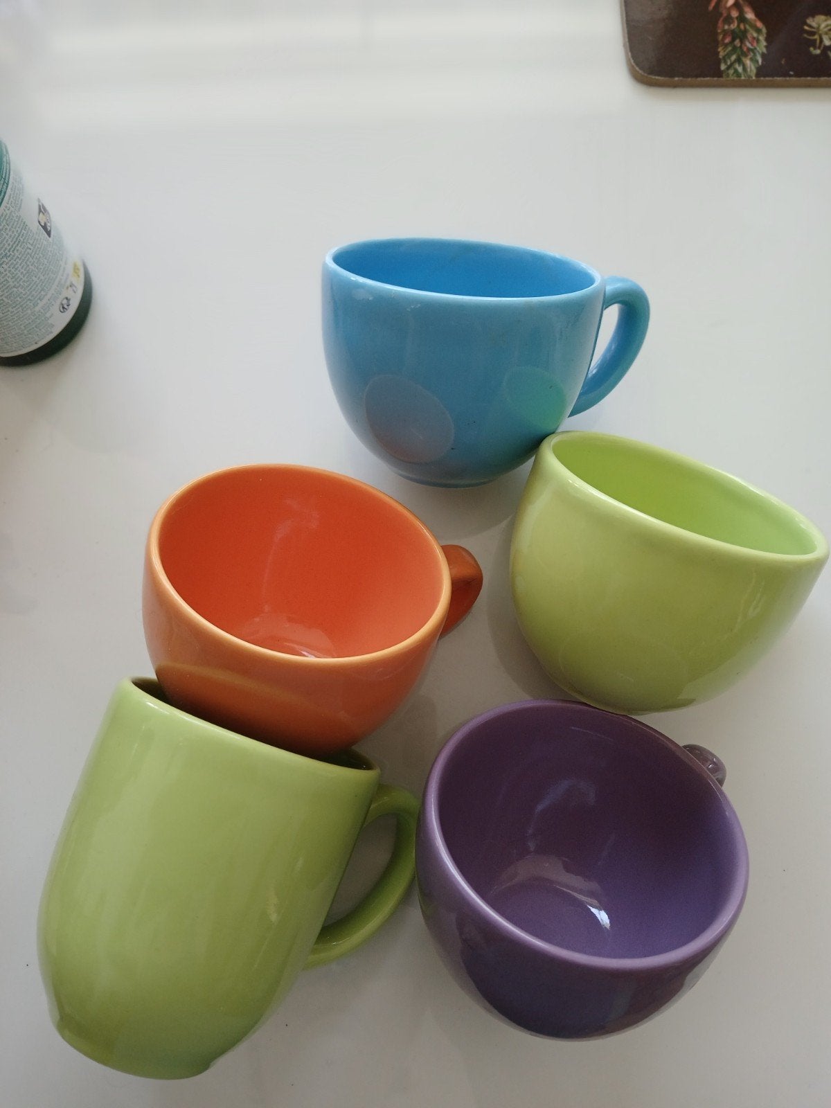 Cappucino mokken gekleurd, Ophalen of Verzenden, Aardewerk, Overige stijlen, Kop(pen) en/of Schotel(s)