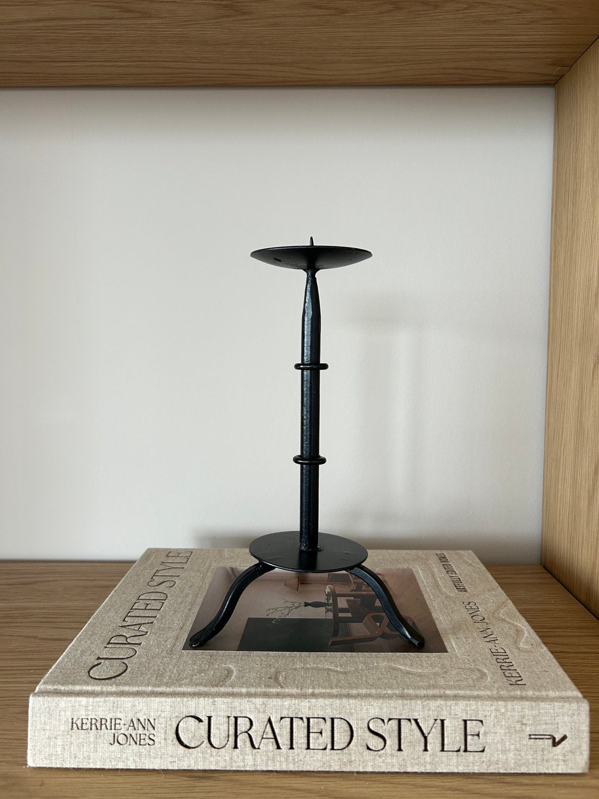 Vintage brutalist metalen kandelaar, Ophalen of Verzenden, Zo goed als nieuw, Metaal