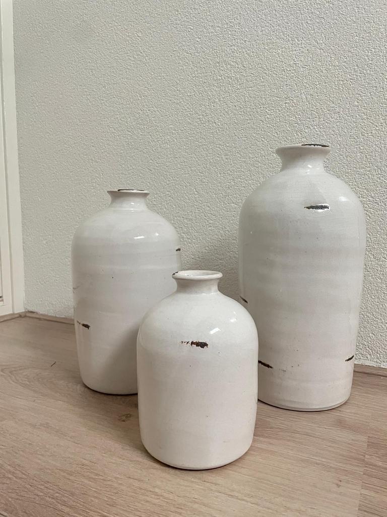 Set flessen, Steen, Wit, Ophalen of Verzenden, Zo goed als nieuw