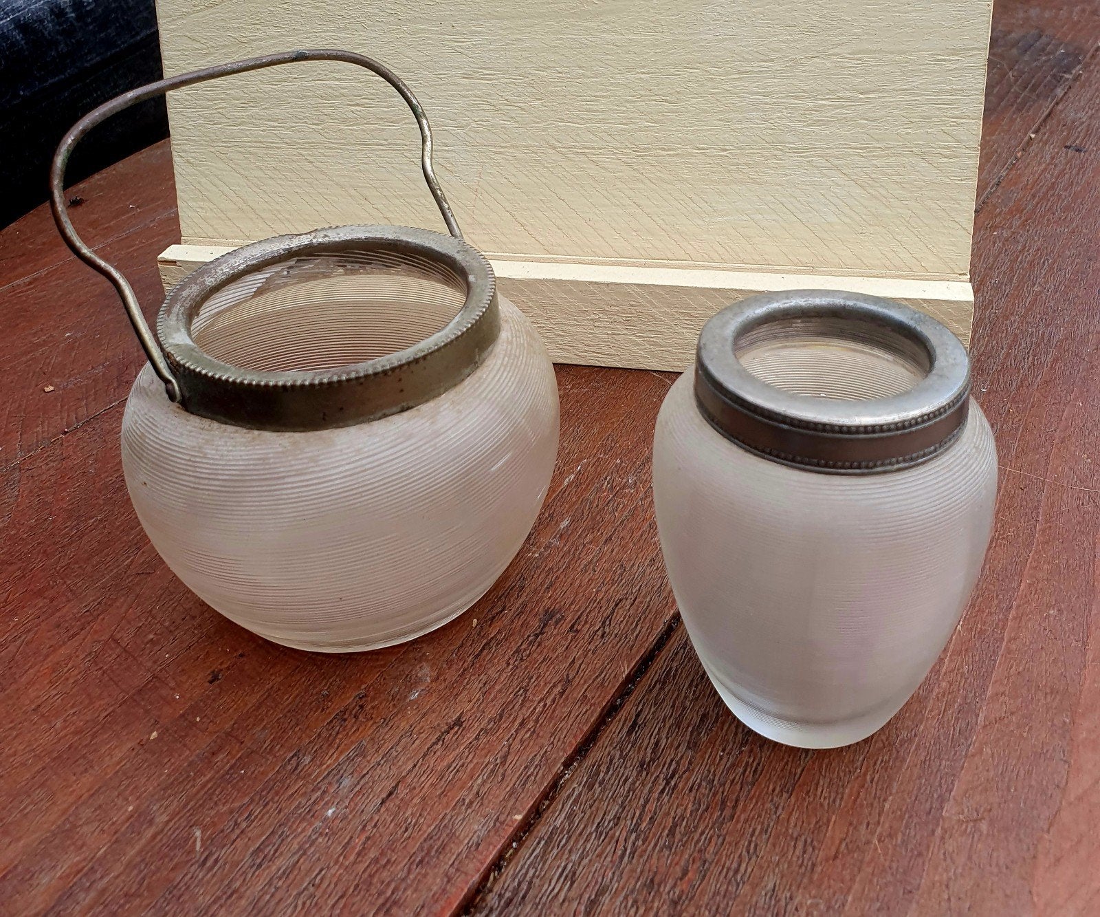 Vintage Roomstel Fries Draadglas – Suikerpot & Melkkannetje, Ophalen of Verzenden