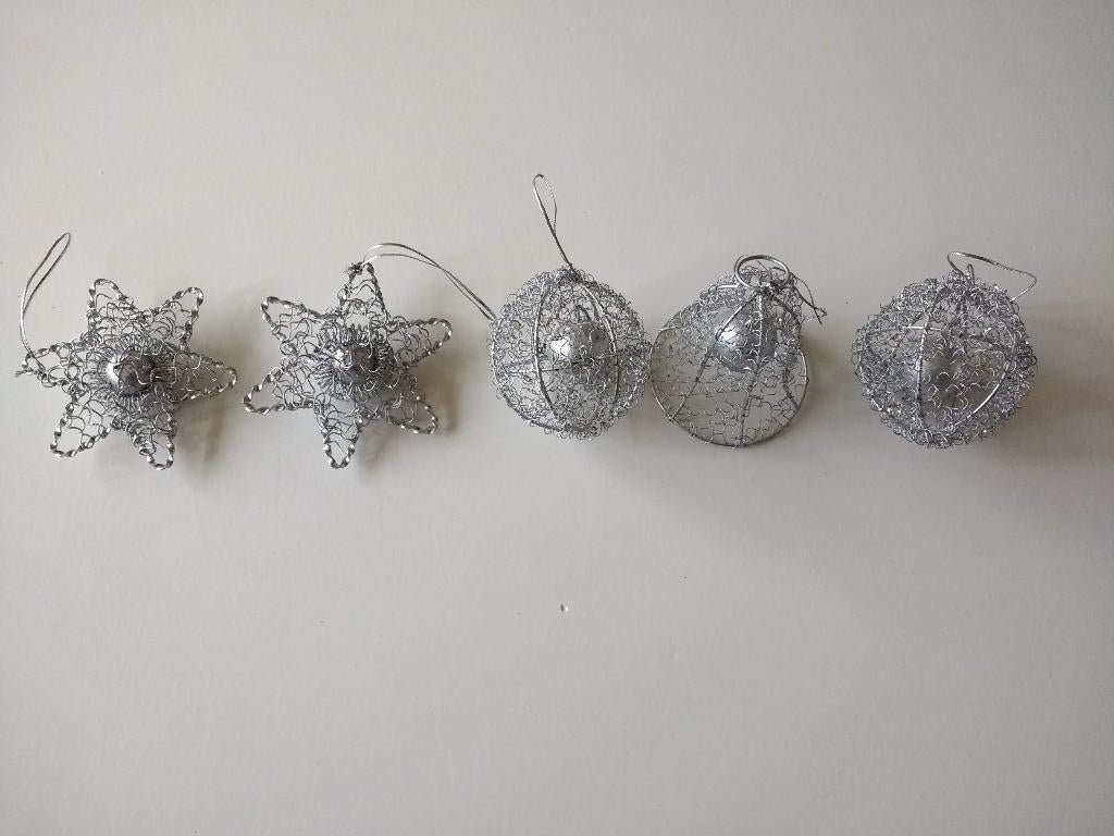 Losse Zilverkleurige kerstballen onbreekbaar,bal, klok, ster, Diversen, Kerst, Ophalen of Verzenden, Zo goed als nieuw