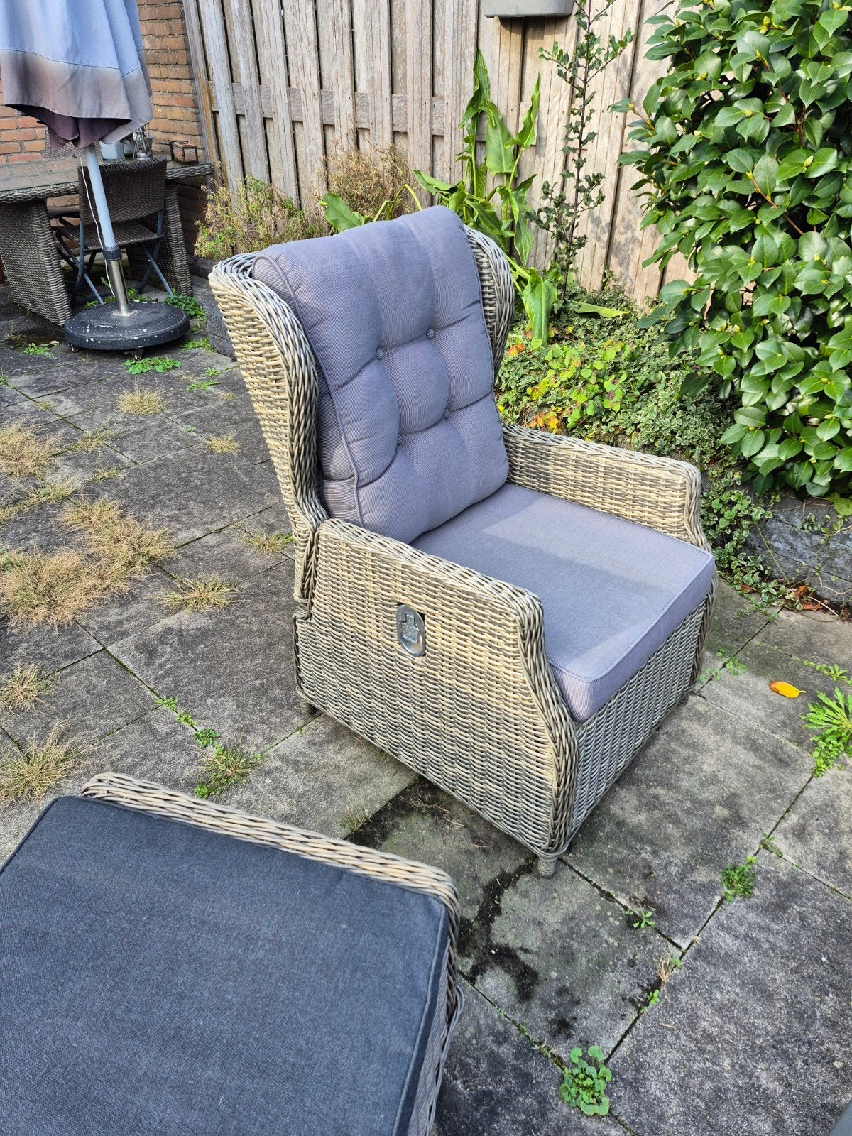 Ibiza hoek loungeset  loungestoel verstelbaar tuinset wicker, Ophalen, Gebruikt, 6 zitplaatsen, Bank