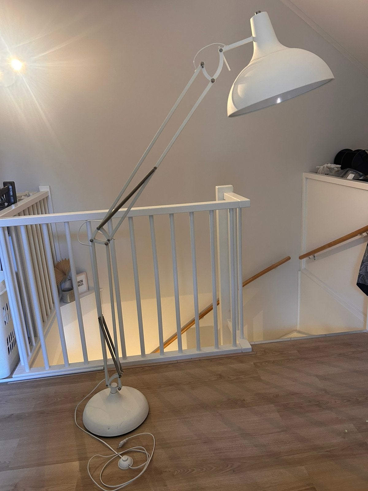 Staande vloerlamp wit, Huis en Inrichting, Lampen | Vloerlampen, Ophalen, Gebruikt, E27 (groot), Metaal