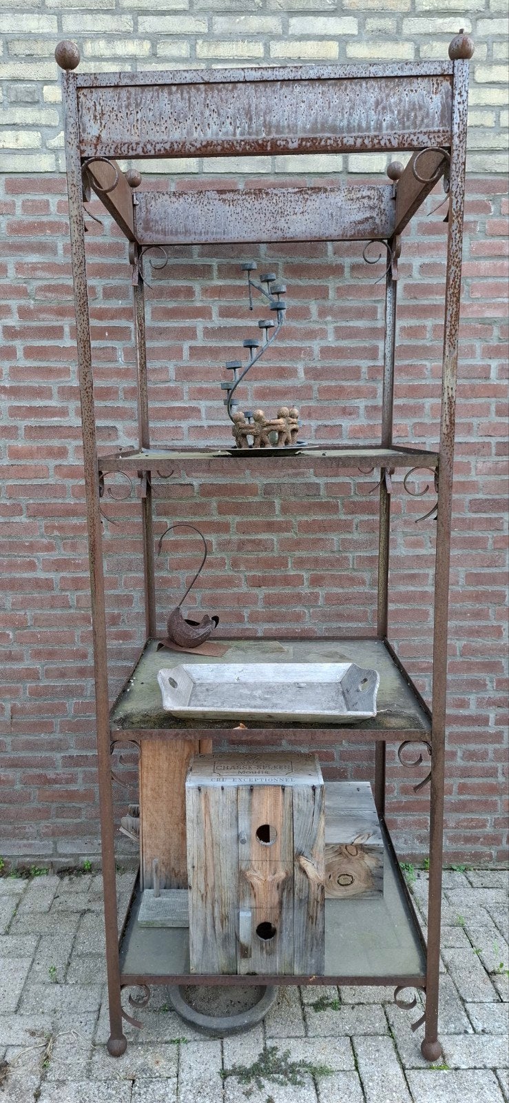Prachtig roestkleurig metalen rek - 81x81x230 cm, Ophalen, Gebruikt