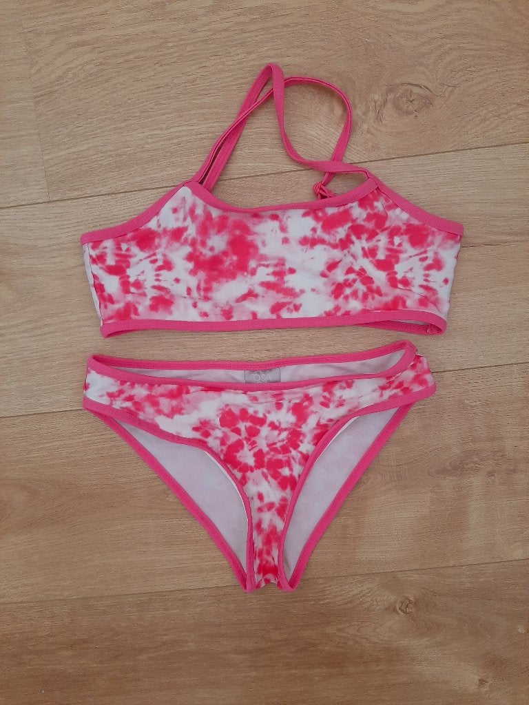 Bikini maat 152, roze/wit tie-dye, z.g.a.n., Bikiniset, Meisje, Ophalen of Verzenden, Zo goed als nieuw
