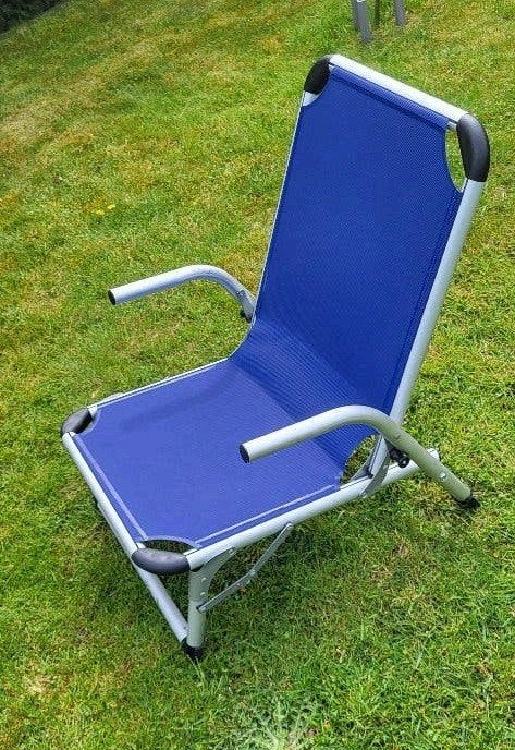 Aluminium strandstoel, Ophalen, Zo goed als nieuw, Aluminium, Inklapbaar
