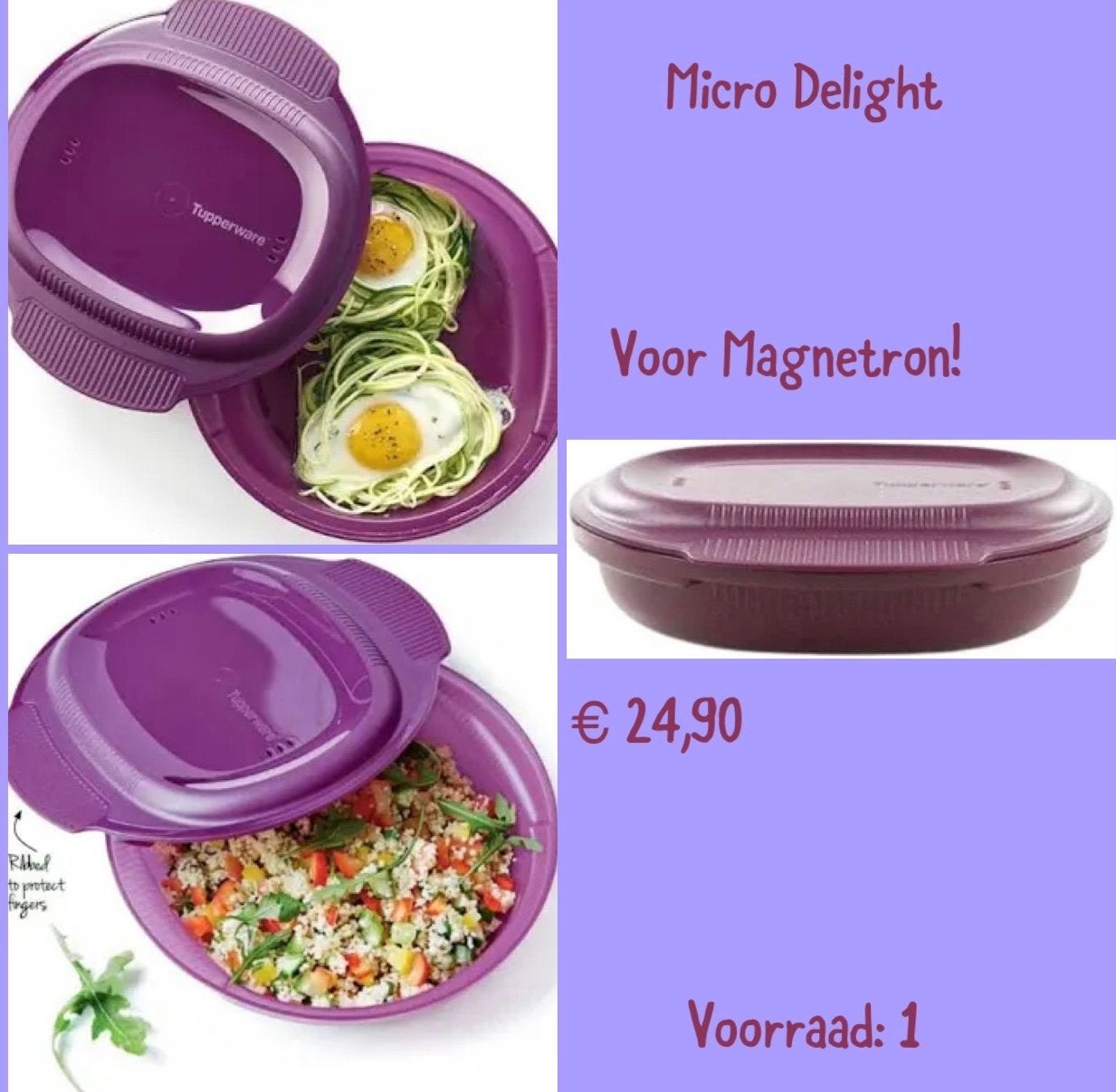 Tupperware Micro Delight Eimaker - Gezond en Snel, Paars, Overige typen, Nieuw, Ophalen of Verzenden