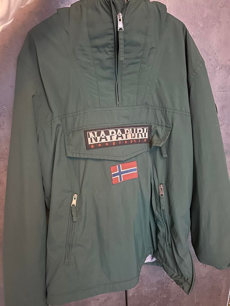 Napapijri Geographic Anorak Jas - Groen, Maat XL, Ophalen of Verzenden, Gedragen, Maat 56/58 (XL), Groen