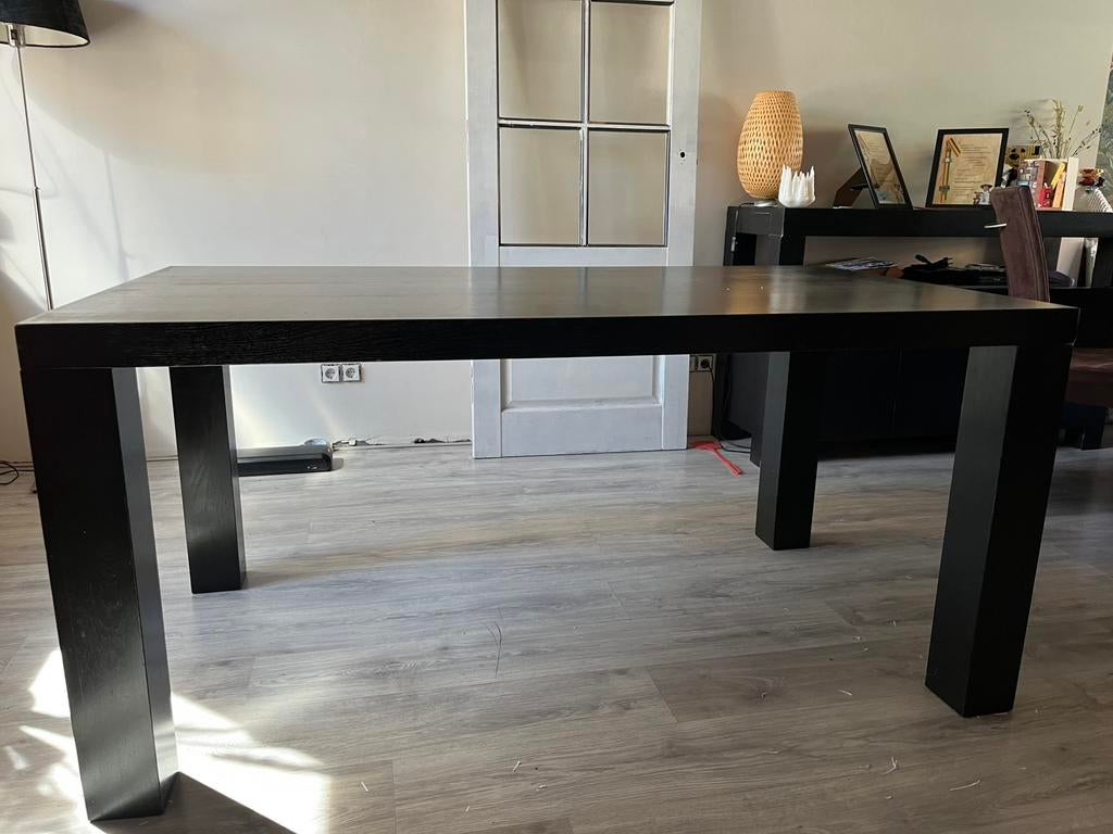 Massief eiken houten eettafel, Ophalen, Gebruikt, Eikenhout, 50 tot 100 cm