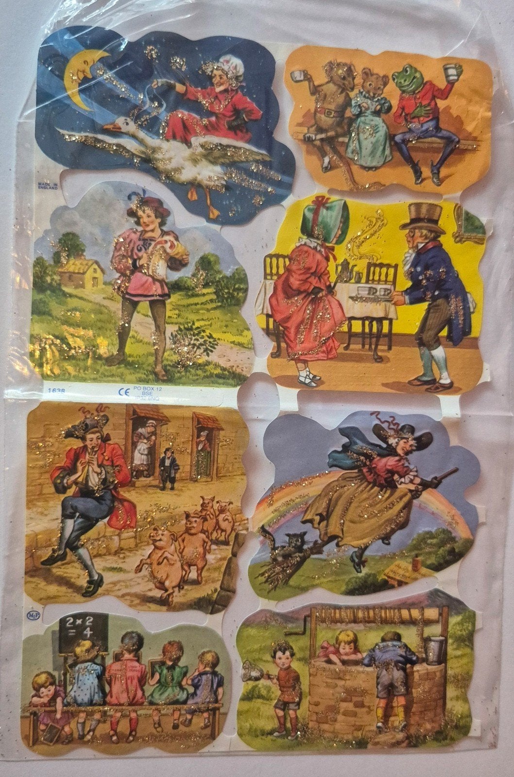 Vintage Poezieplaatjes met Glitter - Diverse Afbeeldingen, Ophalen of Verzenden