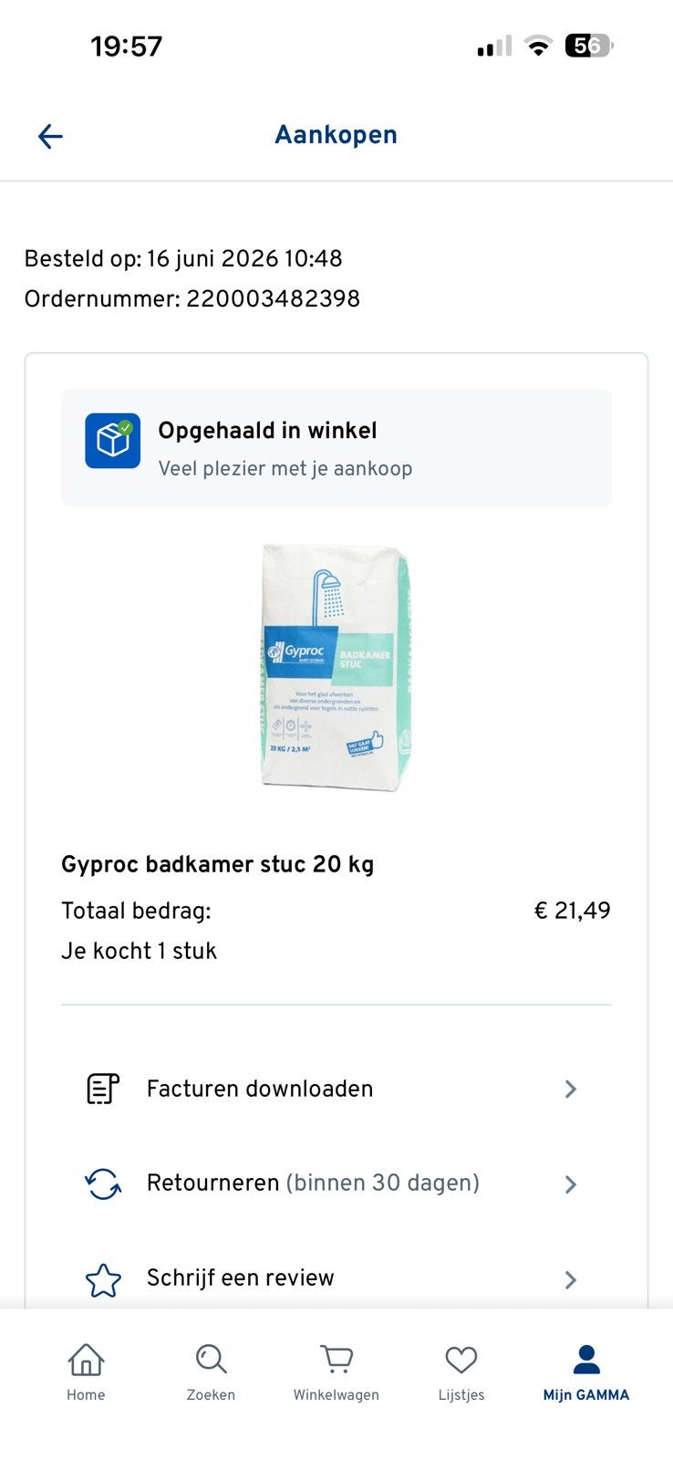 Ongeopende Gyproc badkamer stuc 20 kg incl speciekuip, Doe-het-zelf en Verbouw, Ophalen