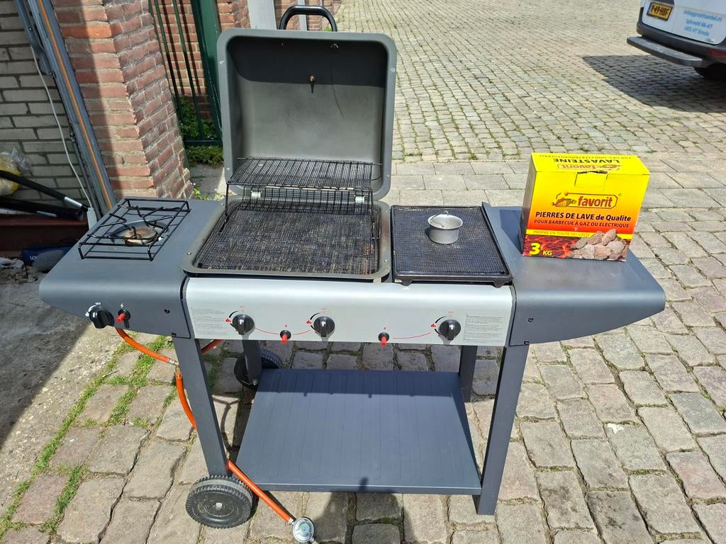 Gasbarbecue met zijbrander en lavastenen, Ophalen of Verzenden, Gebruikt, Onbekend