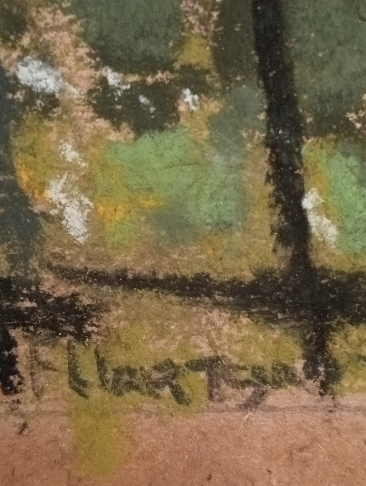 Hofje 20e eeuw pastelkrijt gesigneerd, Antiek en Kunst, Ophalen of Verzenden