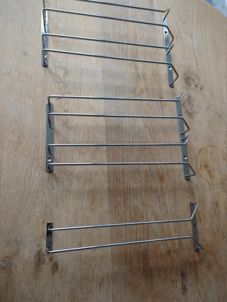 Bar Glashouders - 2 dubbele, 1 enkele - Zelf op maat gemaak, Huis en Inrichting, IKEA, Zilver, Ophalen of Verzenden, Metaal