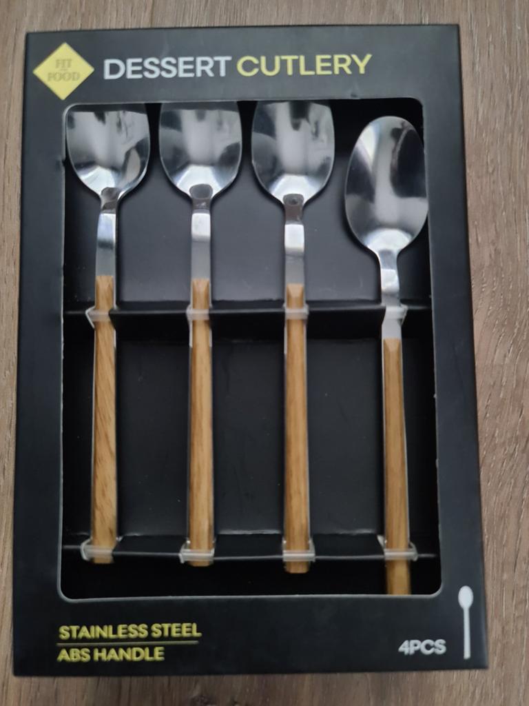FIt Food dessertset 4-delig RVS met ABS handvat, Verzenden, Nieuw, Rvs of Chroom